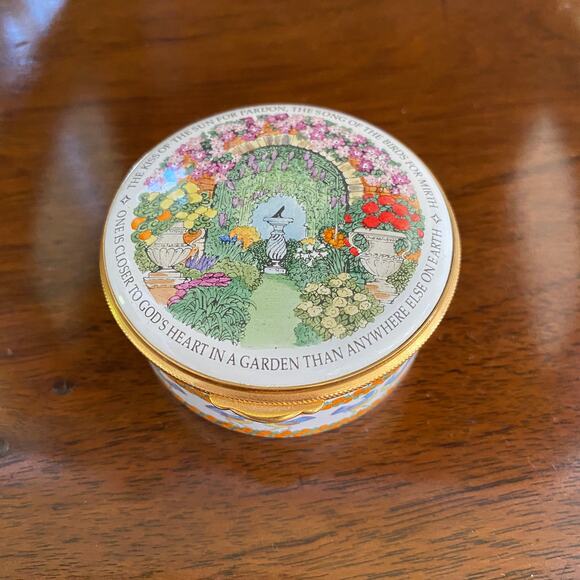 Staffordshire Enamels England God's Garden Floral Trinket Pill Box Vintage - Picture 5 of 14